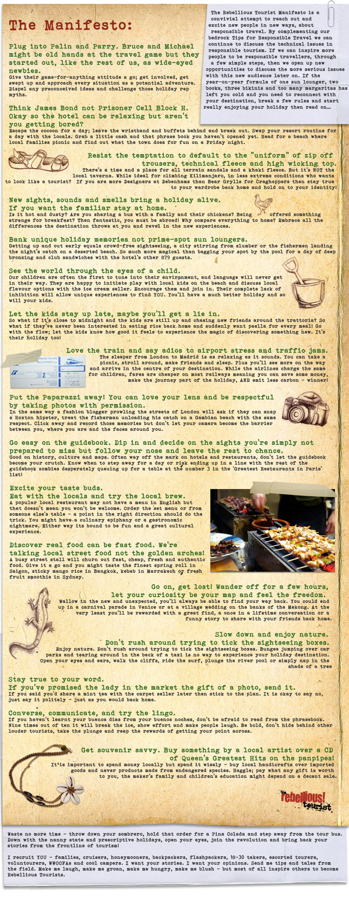 Rebellious tourist manifesto