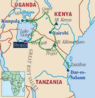 Route map for gap year and career breaks to East Africa