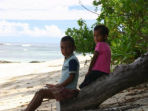 Volunteer with children in Fiji