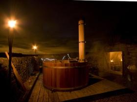 The Swedish style hot tub and cave