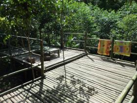 bamboo deck overlooking the river
