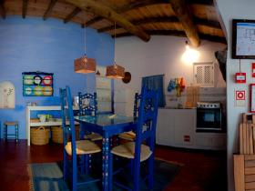 Kitchen at L�d�o Cottage, with its bluish colors.