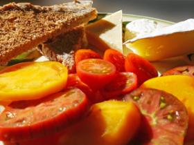 Yummy howngrown heirloom tomatoes for breakfast in season