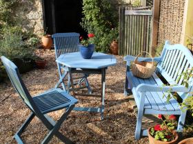 A sunny spot for an early morning coffee.