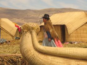 The floating Uros Islands on Lake Titicaca