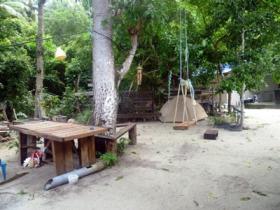 The vol hang out area backs onto the rainforest.