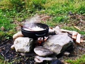 Outdoor wild cookery at Higher Crochail woods