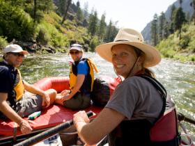 Oar raft on the Middle Fork of the Salmon River, Idaho, USA