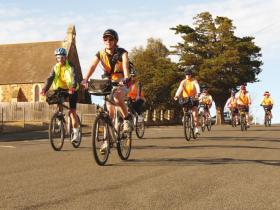 Cycling through heritage towns in Tasmania