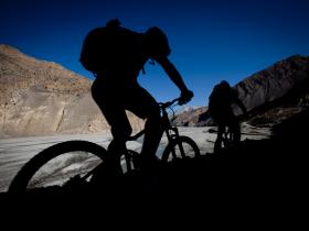 Mountain biking deep in the Mustang region of Nepal