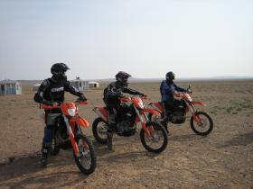 Setting off for Gobi on KTM bikes