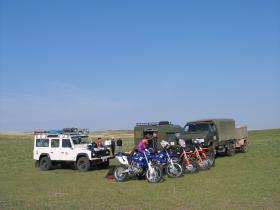 Motorbikes and support vehicles