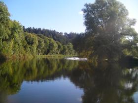 Placid approach to Clasganny lock and weir