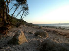 The beach outside the cottage