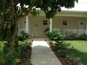 View of walkway to rooms