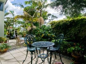 Secluded subtropical garden from guest room