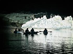 At the cave's entrance