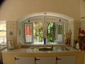 Part of kitchen overlooking the alley
