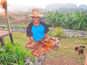 farmer prepares lunch for the group