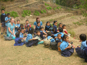 Volunteer teaching in the Indian Himalayas with the Lepcha tribe