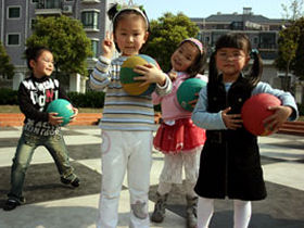 Volunteer with children in China