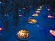 Igloo village at night