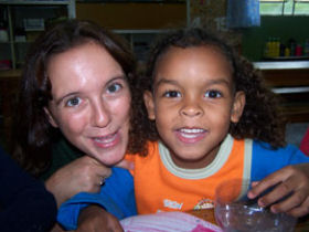 Unbranded Volunteer with children at a creche in Brazil