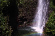 Waterfall, Mountain side cabin in Dominica