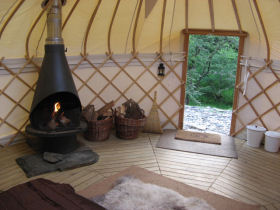 Inside the yurt