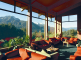 Lounge at Arthurs Pass lodge, New Zealand