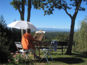 Painting landscape around Pyrenees caravan park