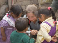 Local children at community hostel in Peru