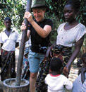 Joining in village life in Zambia