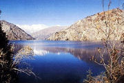 Lake and mountain scenery in Kyrgyzstan