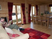 Lounge, self catering log cabins, Peak District