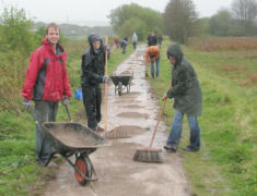 Volunteering in the rain, Lewes