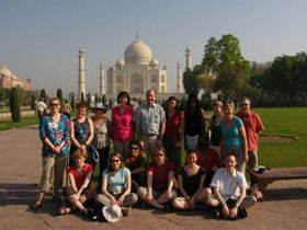 Group outside the Taj Mahal on a small group holiday