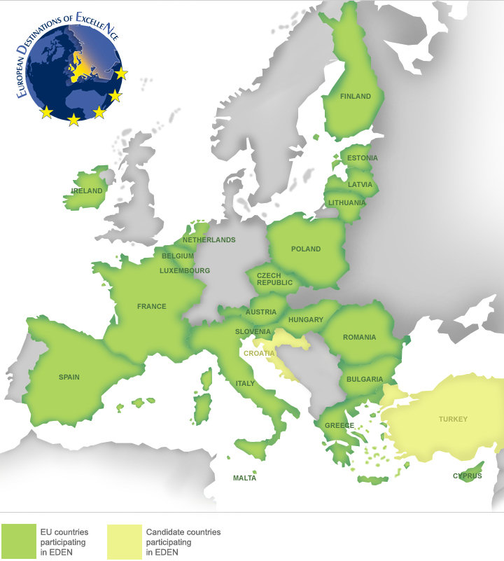 Map of EDEN destinations - click on a country for more details