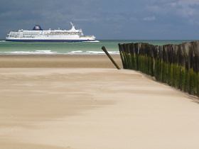 Ferry from beach near Calais