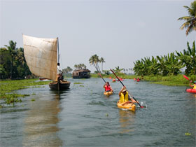 Kayaking in the Keralan Backwaters