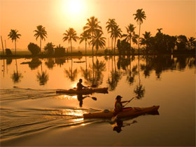Kayaking in the Keralan Backwaters