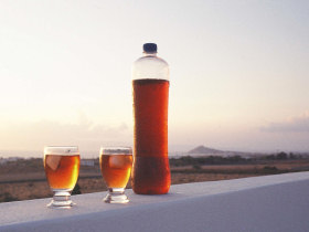 The house ros�, mid sunset-pink; drink chilled at sunset