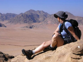 Walker in the desert