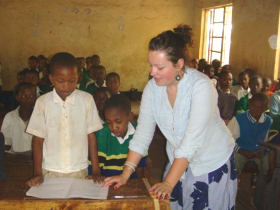 Gap year volunteer teaching in Tanzania