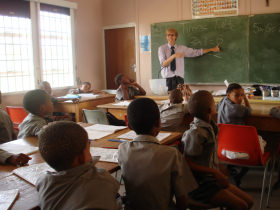 Gap year volunteer teaching in South Africa