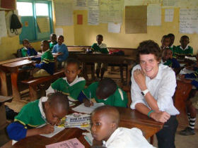 Gap year volunteer teaching in Tanzania