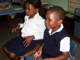 Volunteer with deaf children in South Africa