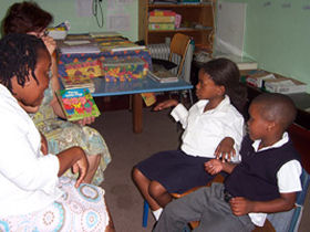 Volunteer with deaf children in South Africa