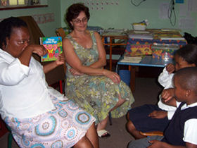 Volunteer with deaf children in South Africa