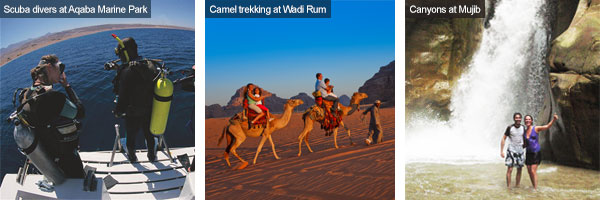 Scuba diving, Camel trekking and canyoning, Jordan. Photos by Visit Jordan and Huw J Williams